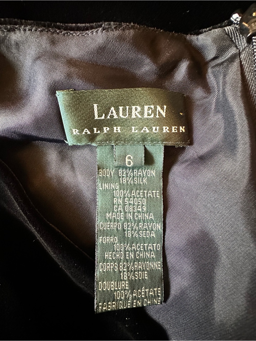 Lauren Ralph Lauren Black Velvet Cowl Neck Sleeveless Cocktail Dress size 6 - Picture 10 of 11